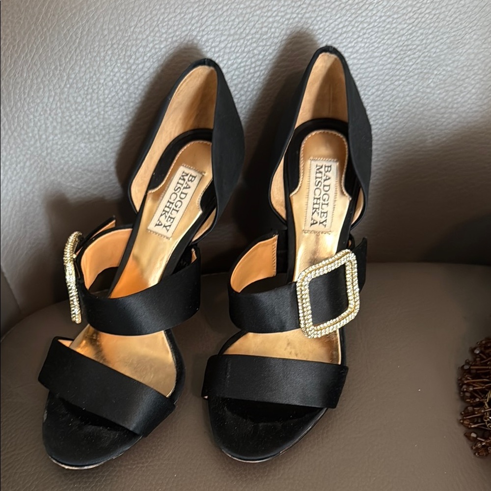 Badgley Mischka Black High-Heeled Sandals with Straps